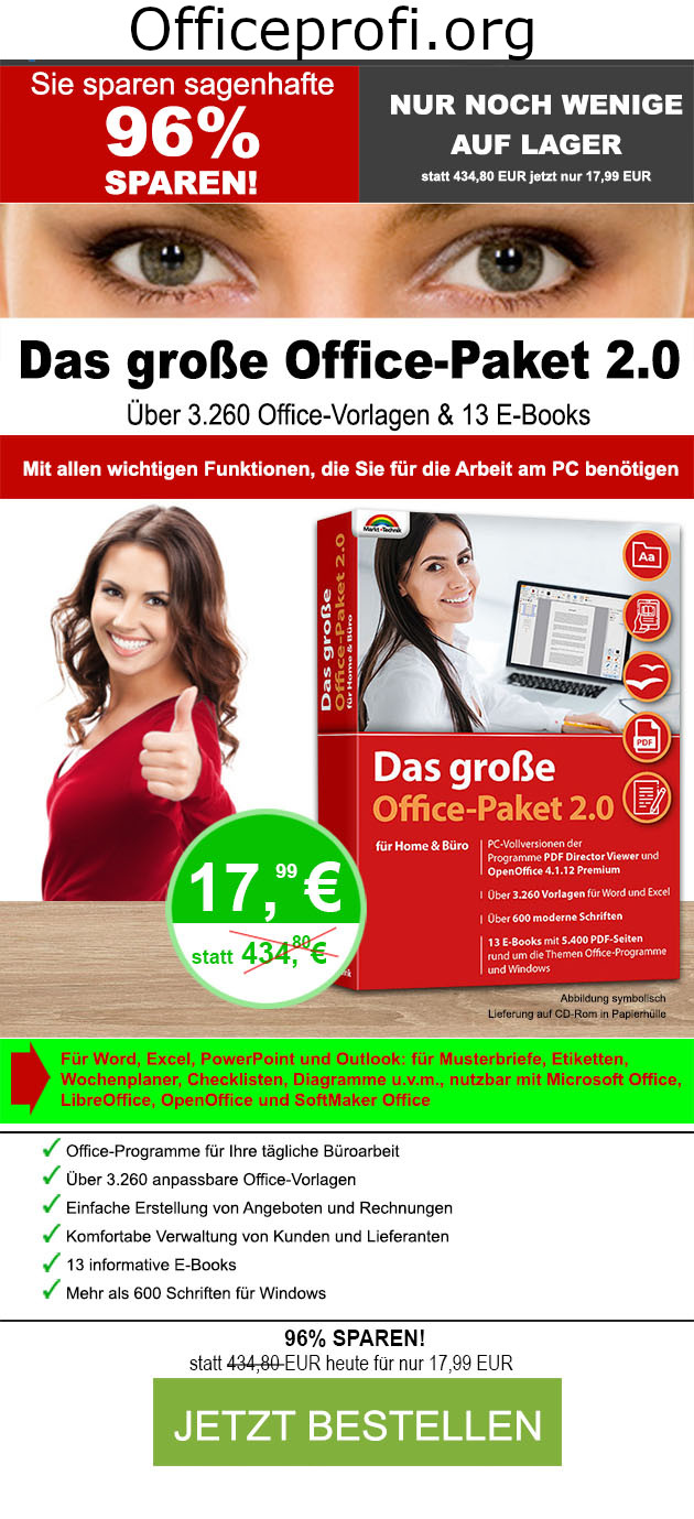 89% SPAREN! Das große Office-Paket 2.0 - Ihr großer Werkzeugkasten rund um Office.